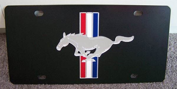 Mustang horse & bars black plate